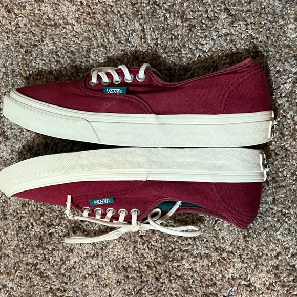 Maroon Red Off White Trim Vans Size Men 4 Women 5.5 Shoes - Picture 9 of 12